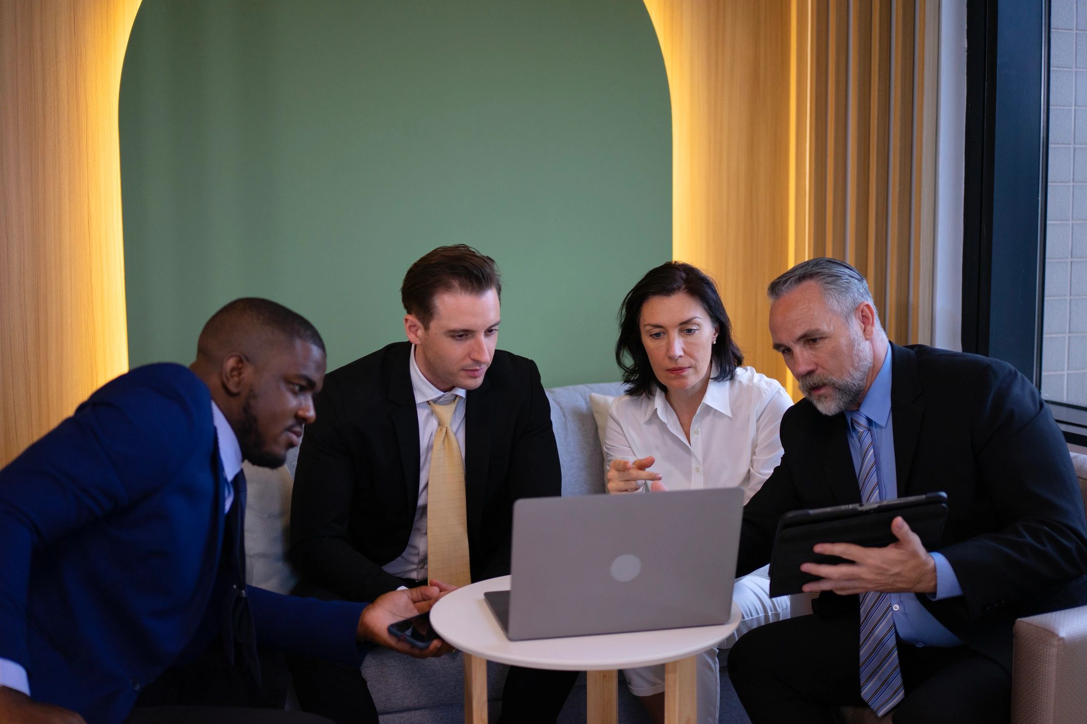 Office team meeting around a conference table
