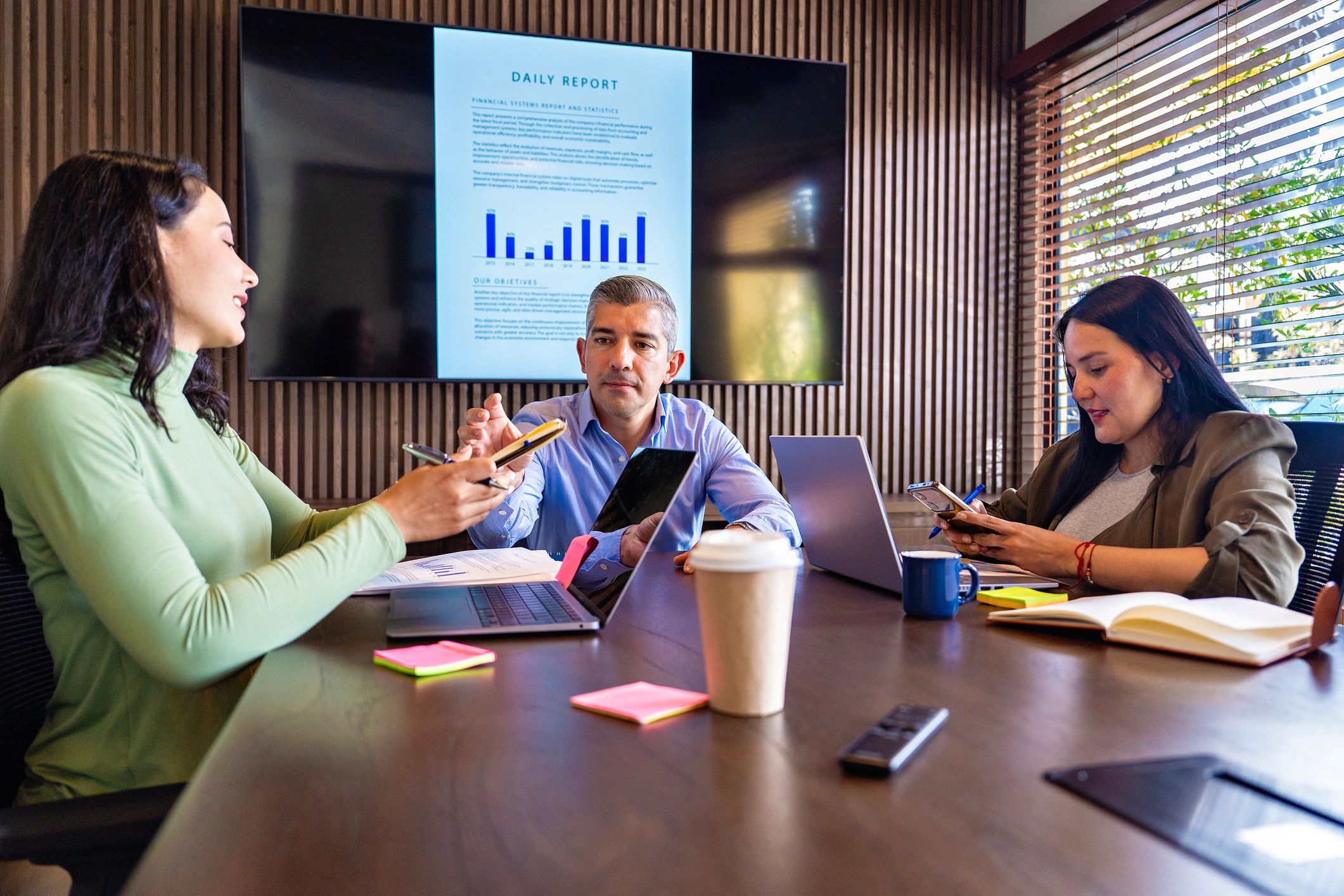 Professionals collaborating on staffing plans